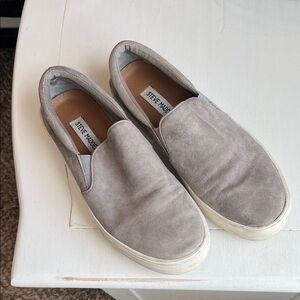 Steve Madden Slip-On Suede Loafers in Light Gray